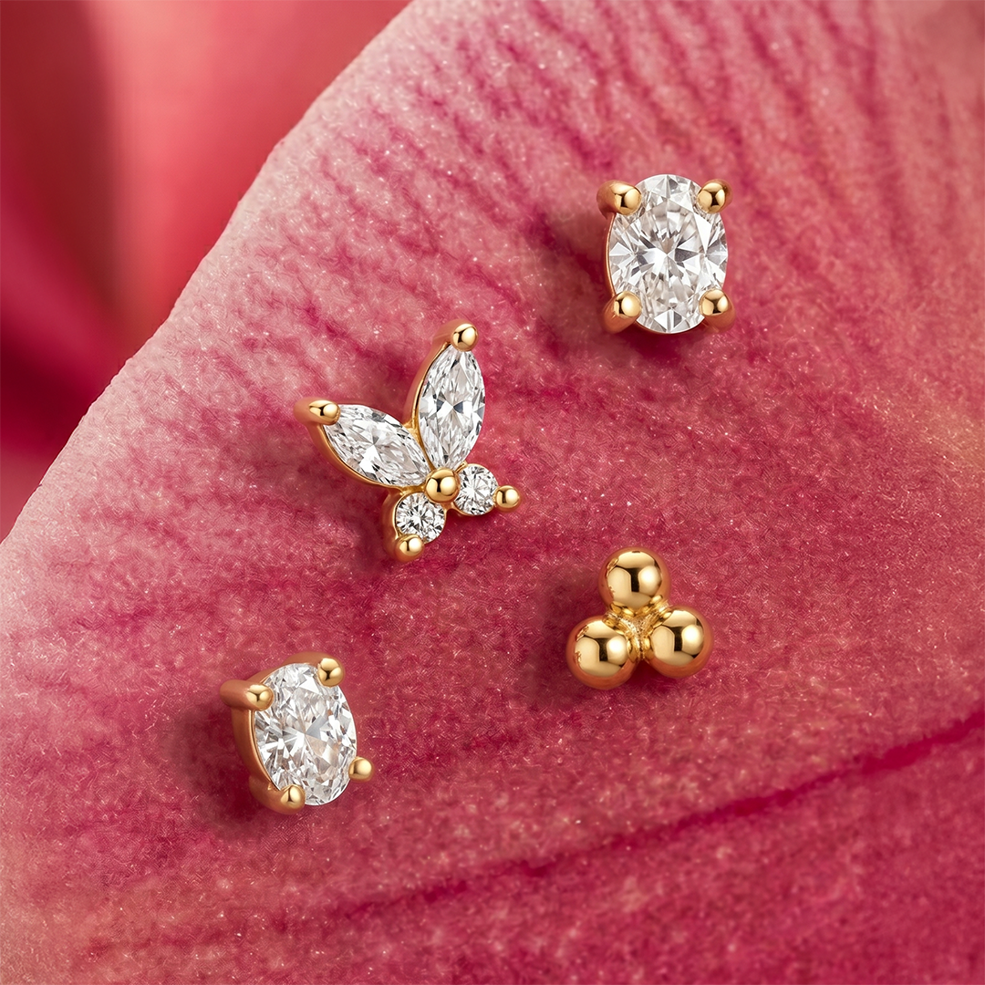 Small Oval Flatback Stud Earring