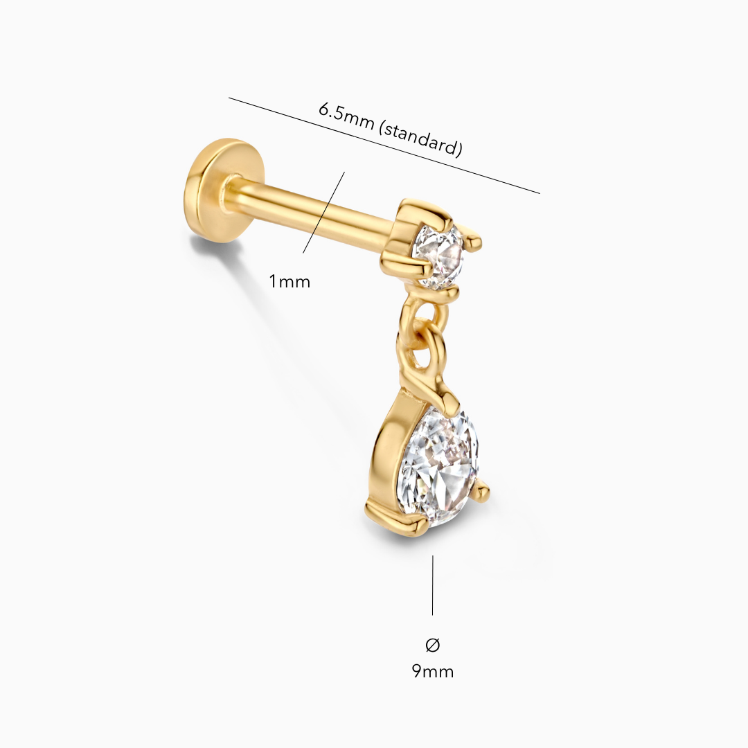 Floating Drop Flatback Stud Earring