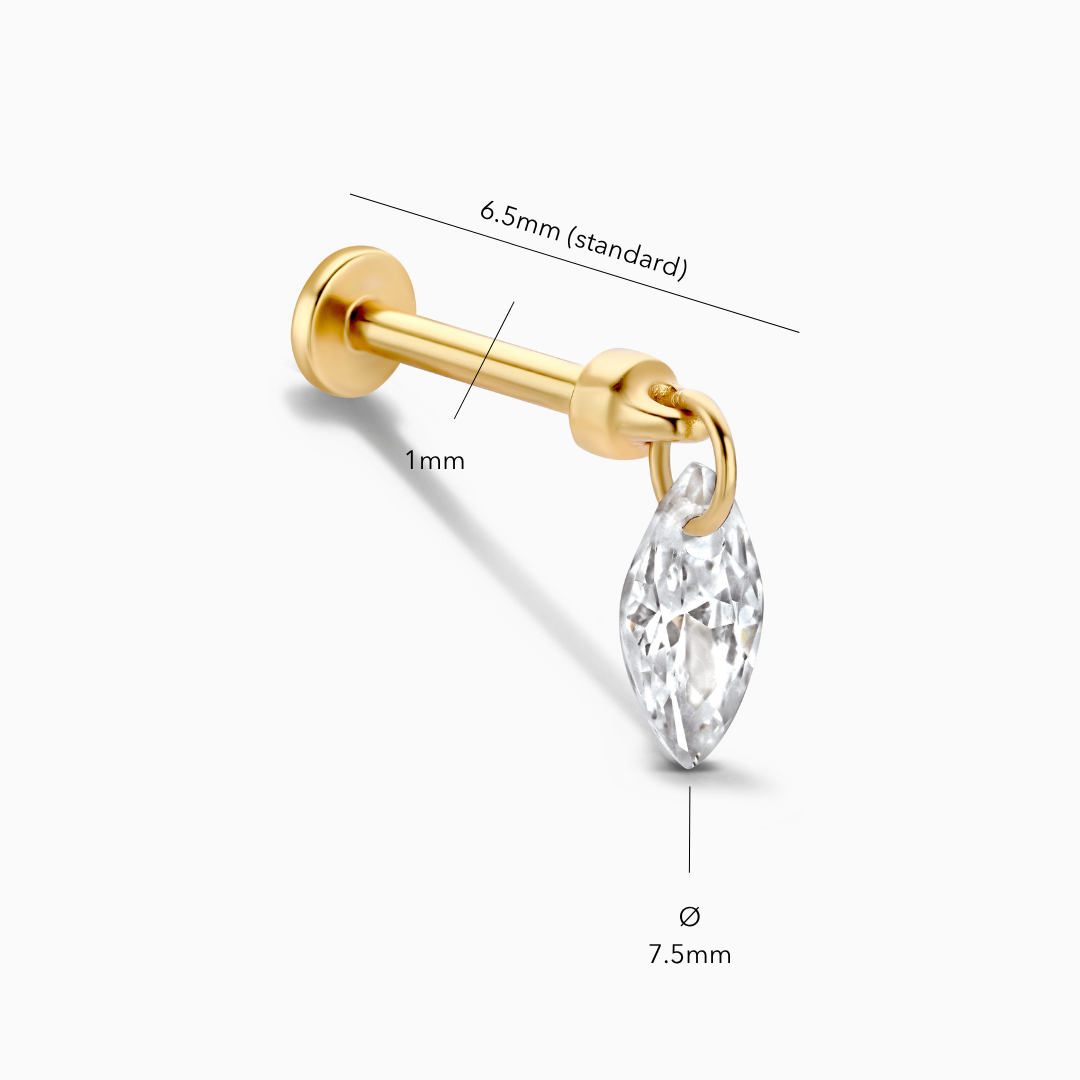 Floating Marquise Flatback Stud Earring
