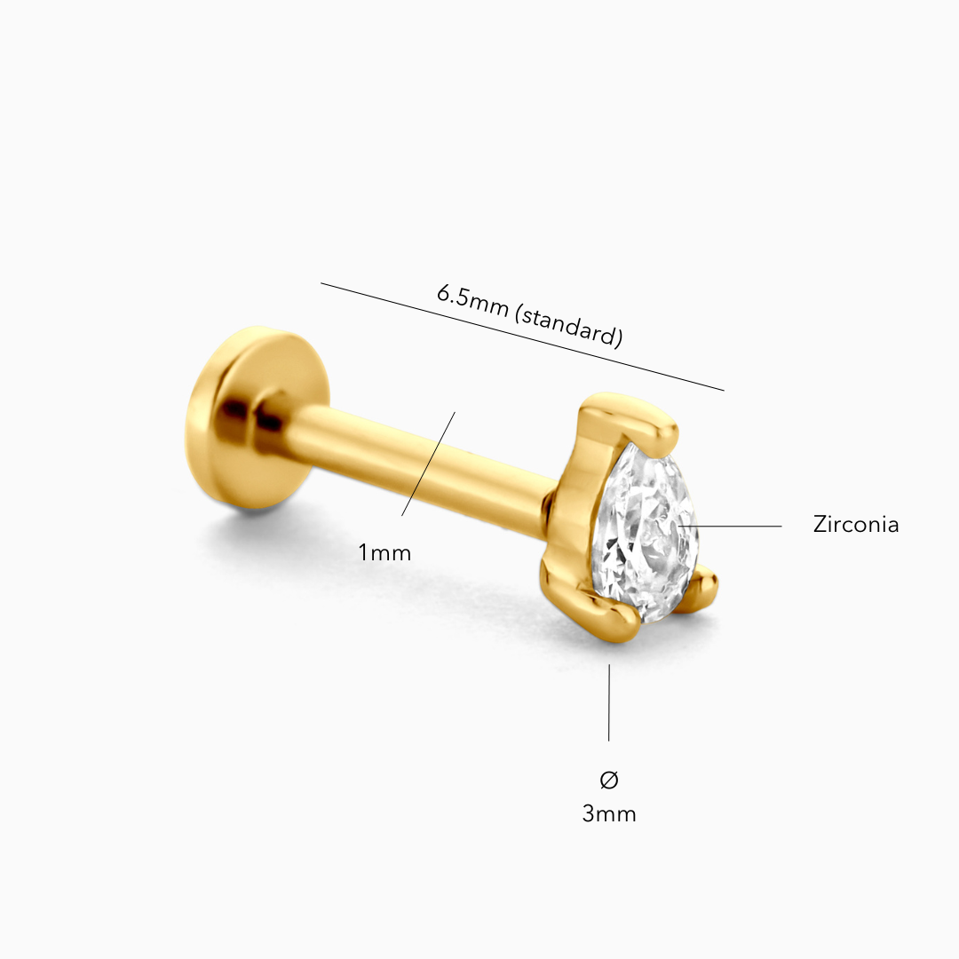 Small Drop Flatback Stud Earring