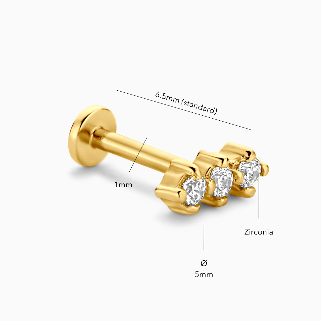 Trinity Flatback Stud Earring