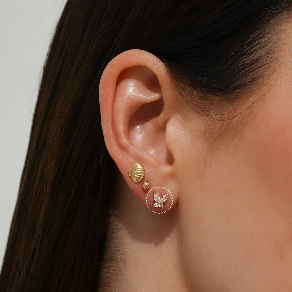 Butterfly Flatback Stud Earring