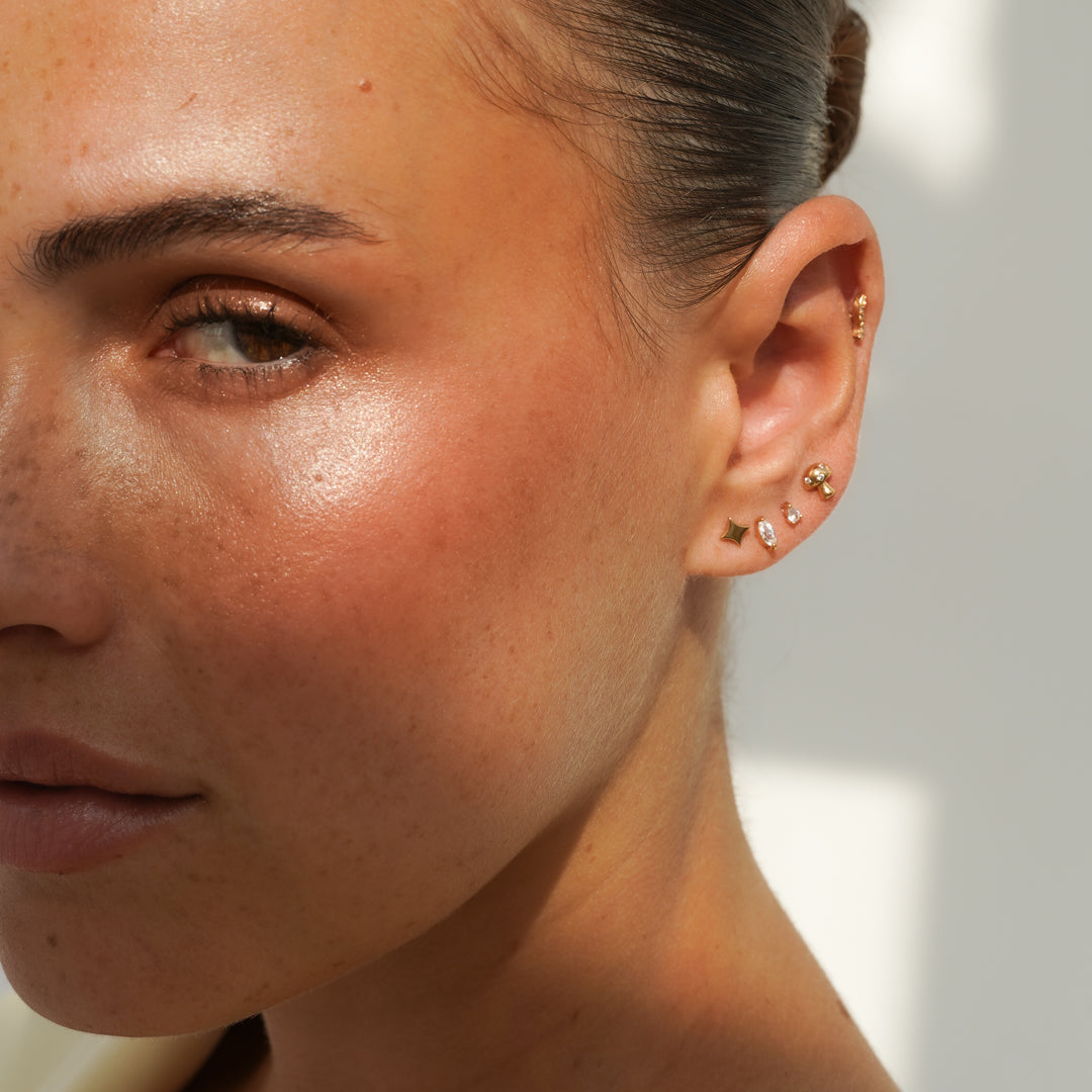Small Drop Flatback Stud Earring