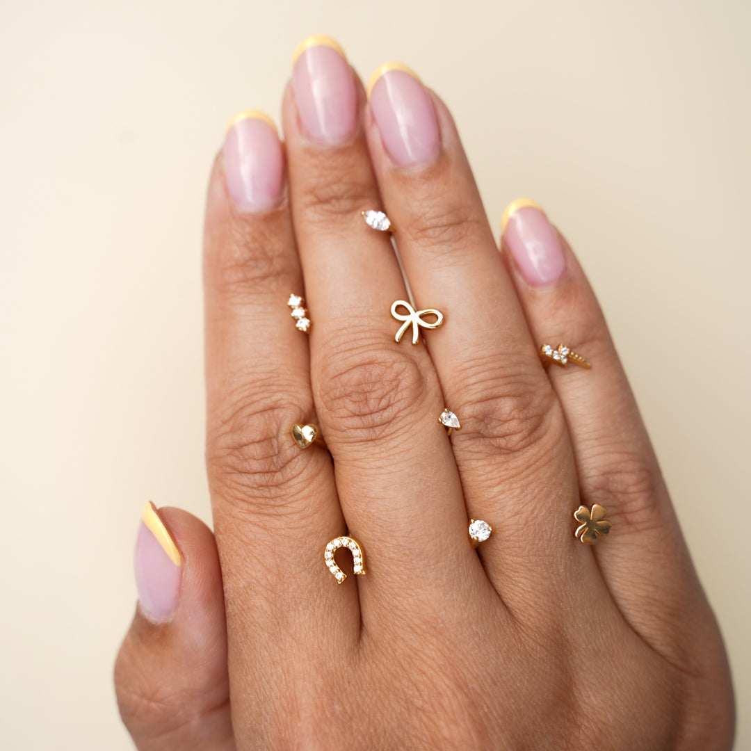 Small Drop Flatback Stud Earring