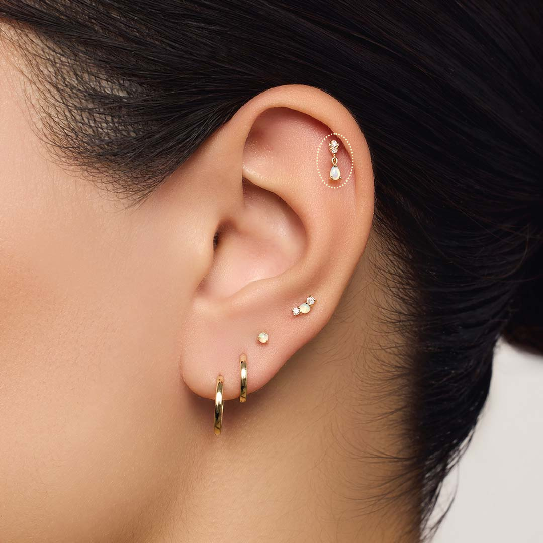 Opal & Diamond Drop Piercing